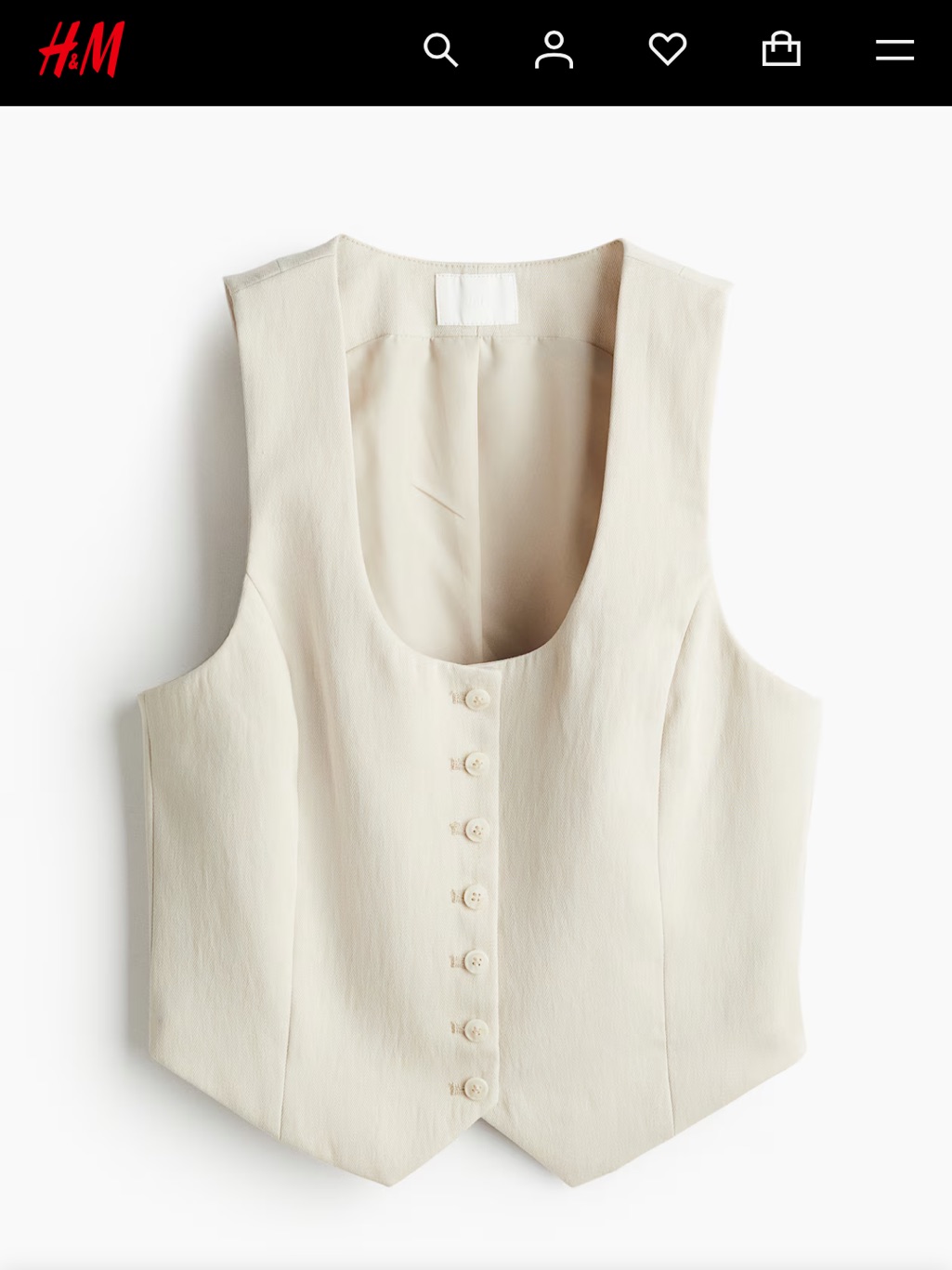 H&M Cream Button-Front Women's Vest